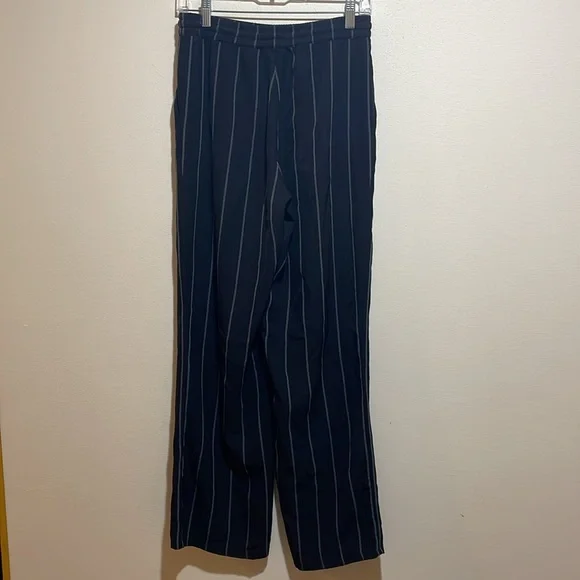 Anine Bing Isabella Pinstripe Pants Drawstring Pull On Black Stripe Size Medium - Picture 10 of 16
